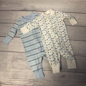 Hanna Andersson size 50 0-6 M zip sleeper Pair Bundle Organic